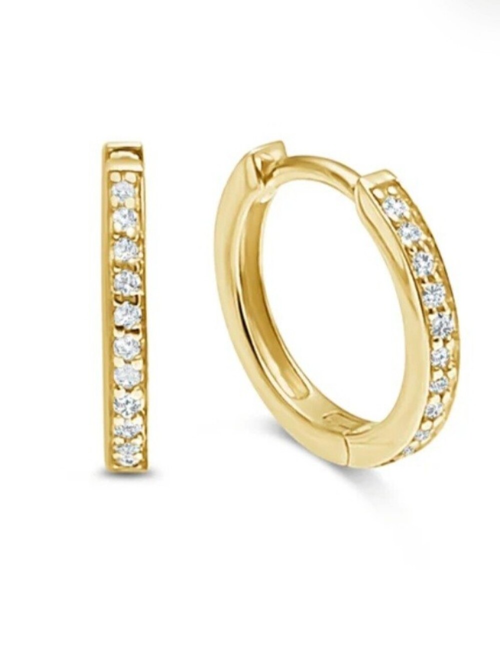 JG Handmade 'Just For You' Gold Plated Diamond Huggie Hoops Earrings